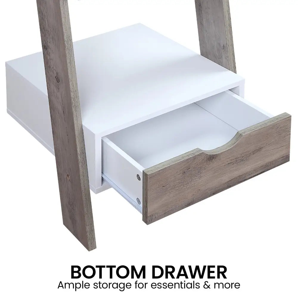 Sarantino Mira 5-tier Ladder Shelf In White And Grey Oak - Furniture > Living Room > Bookcases & Shelves