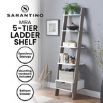 Sarantino Mira 5-tier Ladder Shelf In White And Grey Oak - Furniture > Living Room > Bookcases & Shelves