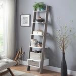 Sarantino Mira 5-tier Ladder Shelf In White And Grey Oak - Furniture > Living Room > Bookcases & Shelves
