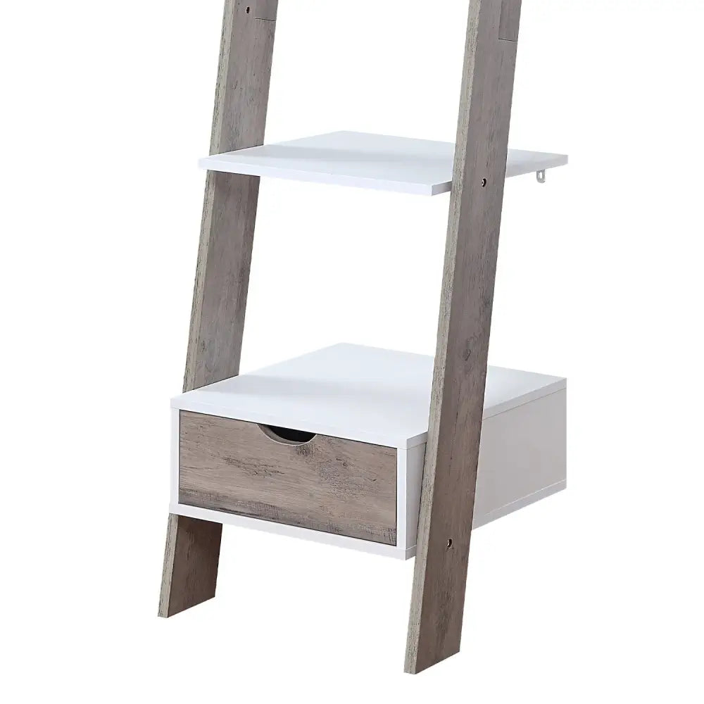 Sarantino Mira 5-tier Ladder Shelf In White And Grey Oak - Furniture > Living Room > Bookcases & Shelves