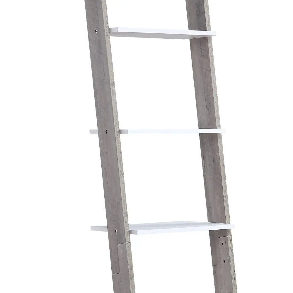 Sarantino Mira 5-tier Ladder Shelf In White And Grey Oak - Furniture > Living Room > Bookcases & Shelves