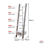 Sarantino Mira 5-tier Ladder Shelf In White And Grey Oak - Furniture > Living Room > Bookcases & Shelves