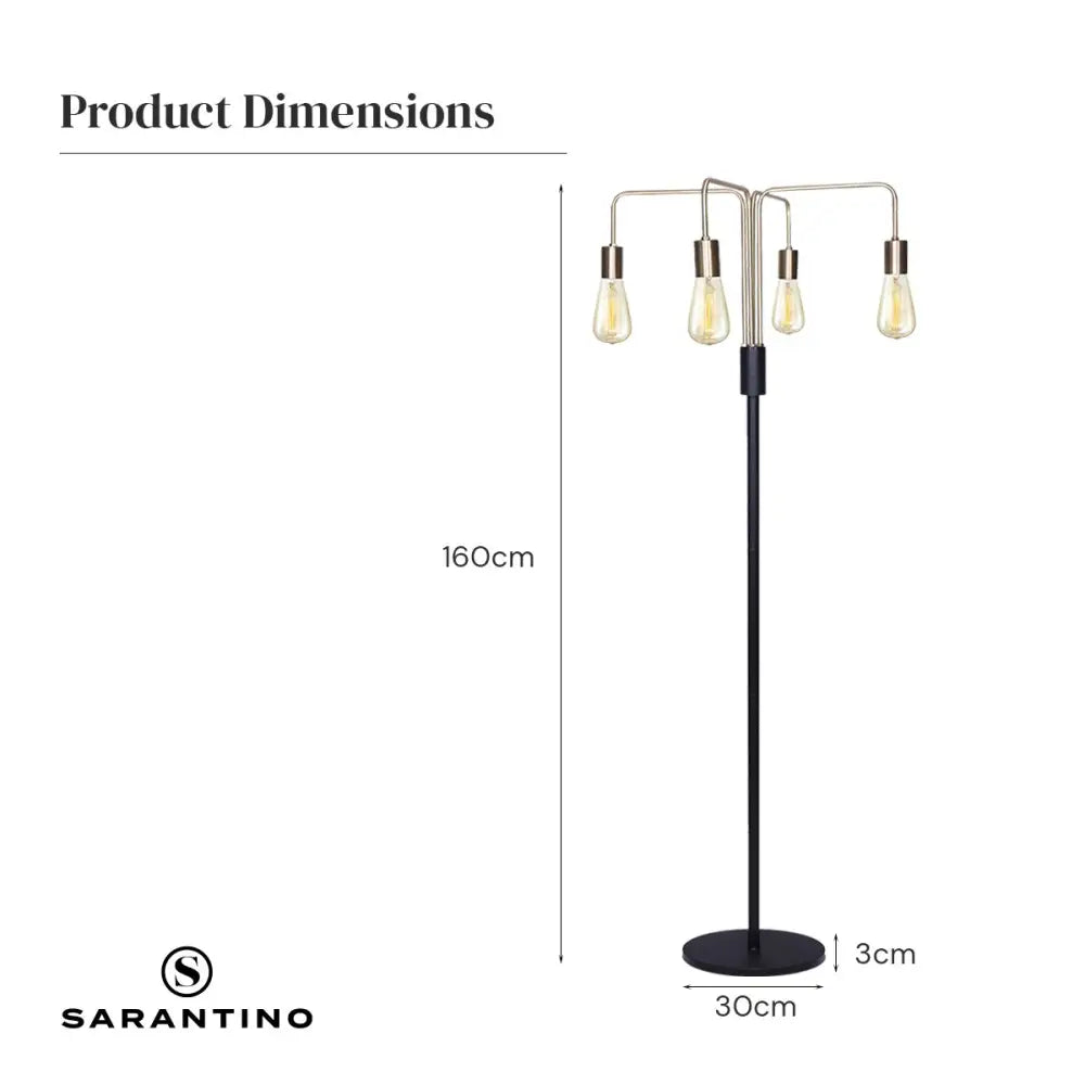 Sarantino Modern Exposed Bulb 4-Arm Industrial Light Floor Lamp - Home & Garden > Lighting