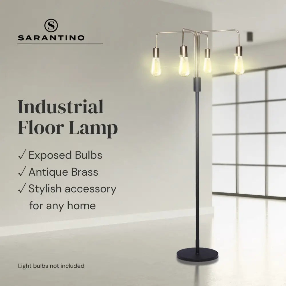 Sarantino Modern Exposed Bulb 4-Arm Industrial Light Floor Lamp - Home & Garden > Lighting