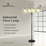 Sarantino Modern Exposed Bulb 4-Arm Industrial Light Floor Lamp - Home & Garden > Lighting