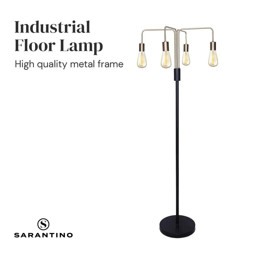 Sarantino Modern Exposed Bulb 4-Arm Industrial Light Floor Lamp - Home & Garden > Lighting
