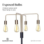Sarantino Modern Exposed Bulb 4-Arm Industrial Light Floor Lamp - Home & Garden > Lighting