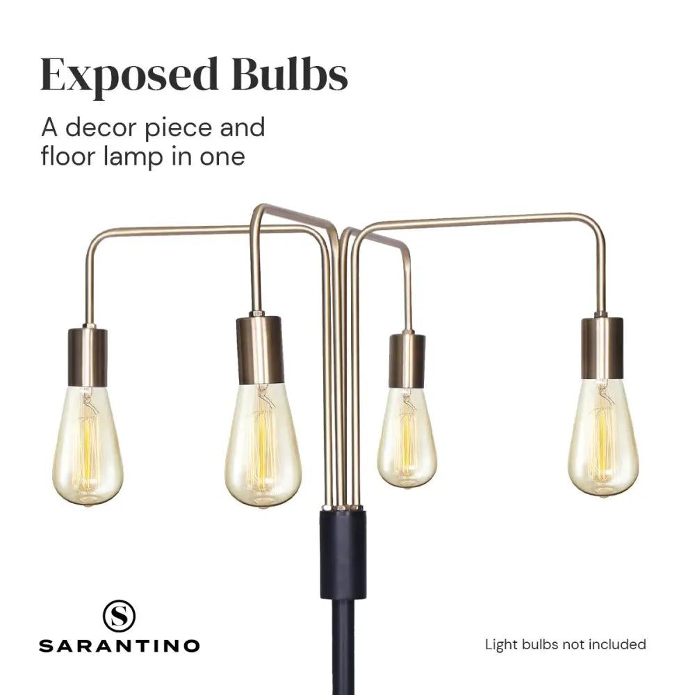 Sarantino Modern Exposed Bulb 4-Arm Industrial Light Floor Lamp - Home & Garden > Lighting