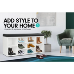 Sarantino New 10 Pairs Shoe Cabinet Rack Storage Organiser Shelf Stool Bench Wood - White - Furniture > Living Room