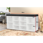 Sarantino New 10 Pairs Shoe Cabinet Rack Storage Organiser Shelf Stool Bench Wood - White - Furniture > Living Room