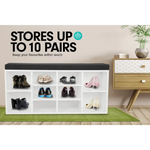 Sarantino New 10 Pairs Shoe Cabinet Rack Storage Organiser Shelf Stool Bench Wood - White - Furniture > Living Room