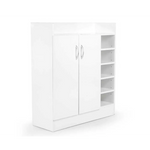 Sarantino New 21 Pairs Shoe Cabinet Rack Storage Organiser Shelf 2 Doors Cupboard White - Furniture > Living Room