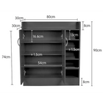 Sarantino New 21 Pairs Shoe Cabinet Rack Storage Organiser Shelf 2 Doors Cupboard Black - Furniture > Living Room