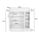 Sarantino New 21 Pairs Shoe Cabinet Rack Storage Organiser Shelf 2 Doors Cupboard White - Furniture > Living Room