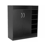 Sarantino New 21 Pairs Shoe Cabinet Rack Storage Organiser Shelf 2 Doors Cupboard Black - Furniture > Living Room