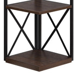 Sarantino Nora 5-Tier Corner Bookshelf in Walnut/Black - Furniture > Living Room > Bookcases & Shelves