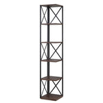 Sarantino Nora 5-Tier Corner Bookshelf in Walnut/Black - Furniture > Living Room > Bookcases & Shelves