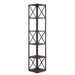 Sarantino Nora 5-Tier Corner Bookshelf in Walnut/Black - Furniture > Living Room > Bookcases & Shelves