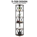 Sarantino Nora 5-Tier Corner Bookshelf in Walnut/Black - Furniture > Living Room > Bookcases & Shelves
