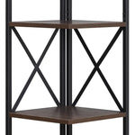 Sarantino Nora 5-Tier Corner Bookshelf in Walnut/Black - Furniture > Living Room > Bookcases & Shelves