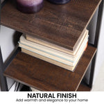 Sarantino Nora 5-Tier Corner Bookshelf in Walnut/Black - Furniture > Living Room > Bookcases & Shelves