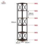 Sarantino Nora 5-Tier Corner Bookshelf in Walnut/Black - Furniture > Living Room > Bookcases & Shelves