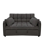 Sarantino Quincy 2-Seater Velvet Sofa Bed in Dark Grey with Wooden Frame and Tufted Design - Dark Grey - Furniture >