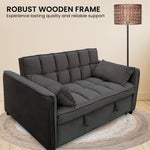 Sarantino Quincy 2-Seater Velvet Sofa Bed in Dark Grey with Wooden Frame and Tufted Design - Dark Grey - Furniture >