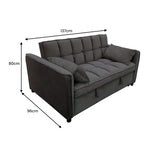 Sarantino Quincy 2-Seater Velvet Sofa Bed in Dark Grey with Wooden Frame and Tufted Design - Dark Grey - Furniture >