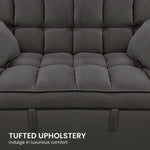 Sarantino Quincy 2-Seater Velvet Sofa Bed in Dark Grey with Wooden Frame and Tufted Design - Dark Grey - Furniture >