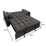 Sarantino Quincy 2-Seater Velvet Sofa Bed in Dark Grey with Wooden Frame and Tufted Design - Dark Grey - Furniture >