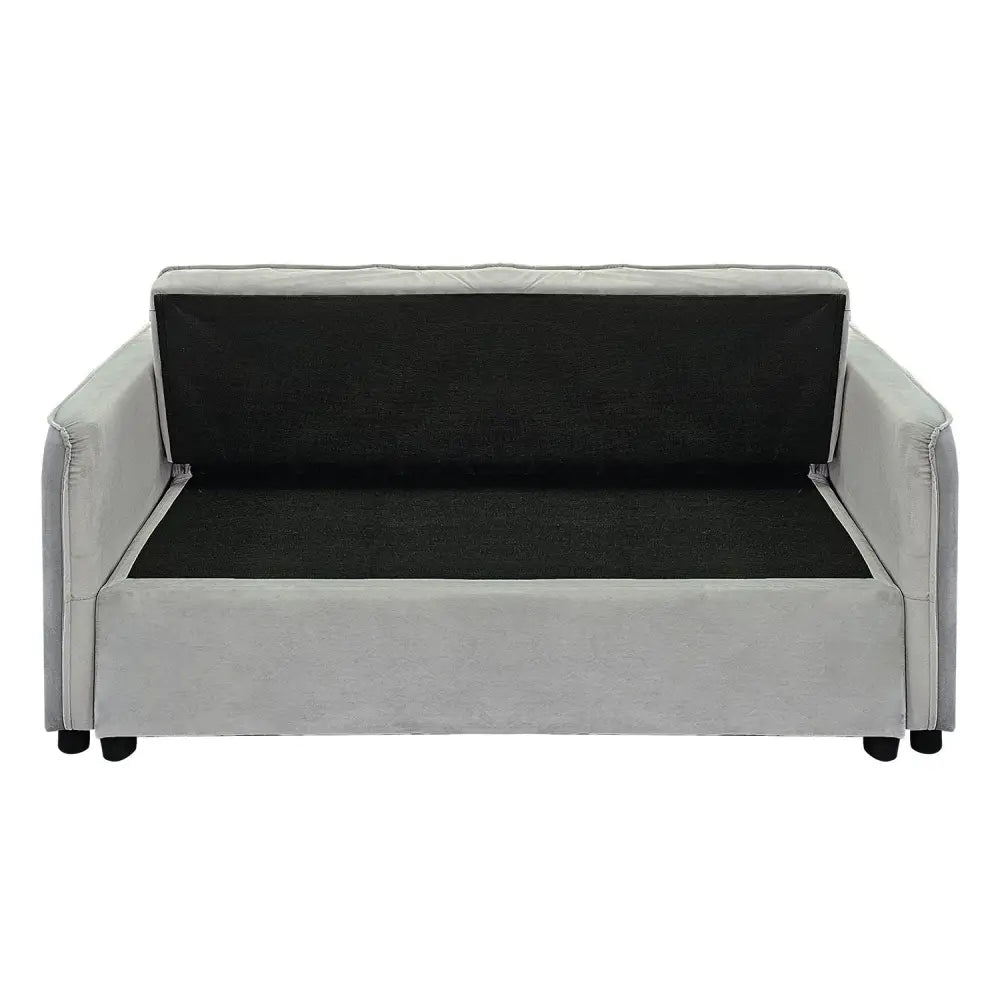 Sarantino Quincy 2-Seater Velvet Sofa Bed in Dark Grey with Wooden Frame and Tufted Design - Light Grey - Furniture >