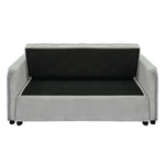 Sarantino Quincy 2-Seater Velvet Sofa Bed in Dark Grey with Wooden Frame and Tufted Design - Light Grey - Furniture >