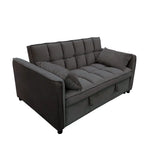 Sarantino Quincy 2-Seater Velvet Sofa Bed in Dark Grey with Wooden Frame and Tufted Design - Dark Grey - Furniture >