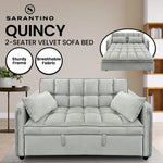 Sarantino Quincy 2-Seater Velvet Sofa Bed in Dark Grey with Wooden Frame and Tufted Design - Light Grey - Furniture >