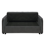 Sarantino Quincy 2-Seater Velvet Sofa Bed in Dark Grey with Wooden Frame and Tufted Design - Dark Grey - Furniture >