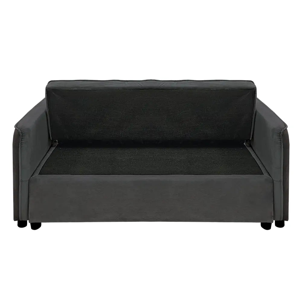 Sarantino Quincy 2-Seater Velvet Sofa Bed in Dark Grey with Wooden Frame and Tufted Design - Dark Grey - Furniture >