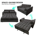 Sarantino Quincy 2-Seater Velvet Sofa Bed in Dark Grey with Wooden Frame and Tufted Design - Dark Grey - Furniture >
