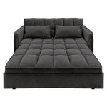 Sarantino Quincy 2-Seater Velvet Sofa Bed in Dark Grey with Wooden Frame and Tufted Design - Dark Grey - Furniture >