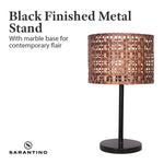 Sarantino Rattan Desk Lamp With Black Marble Base - Home & Garden > Lighting