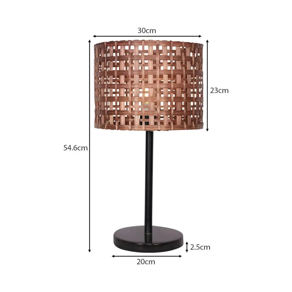 Sarantino Rattan Desk Lamp With Black Marble Base - Home & Garden > Lighting