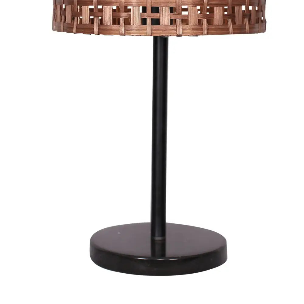 Sarantino Rattan Desk Lamp With Black Marble Base - Home & Garden > Lighting