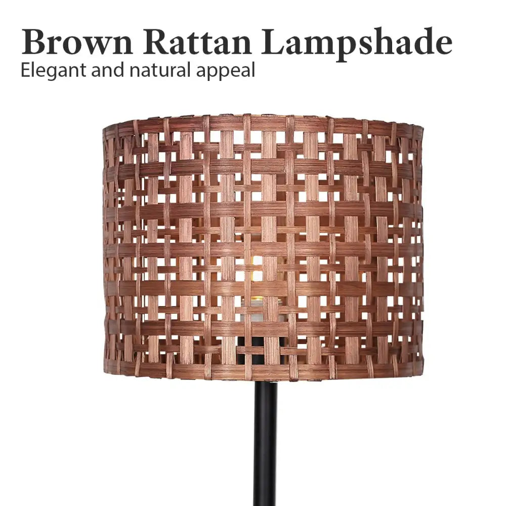 Sarantino Rattan Desk Lamp With Black Marble Base - Home & Garden > Lighting