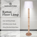 Sarantino Rattan Floor Lamp With Off-White Linen Shade by Sarantino - Home & Garden > Lighting