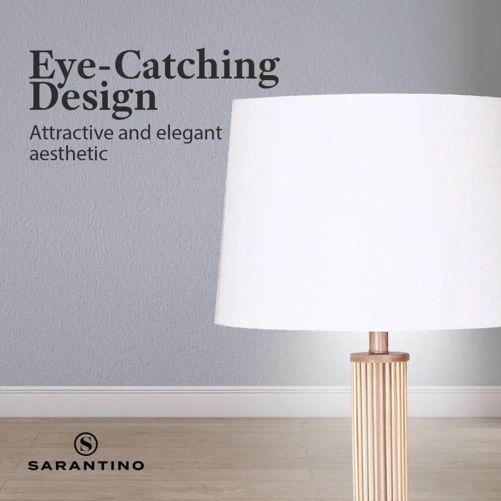 Sarantino Rattan Floor Lamp With Off-White Linen Shade by Sarantino - Home & Garden > Lighting