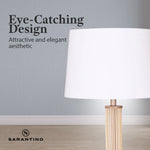 Sarantino Rattan Floor Lamp With Off-White Linen Shade by Sarantino - Home & Garden > Lighting