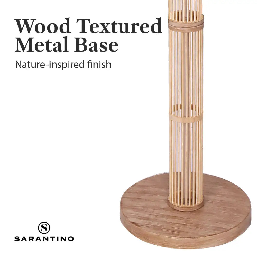 Sarantino Rattan Floor Lamp With Off-White Linen Shade by Sarantino - Home & Garden > Lighting