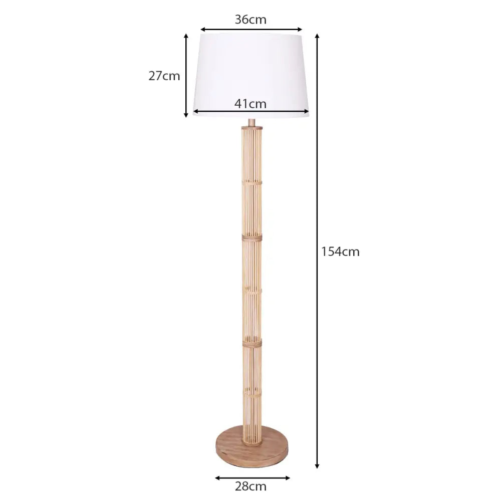 Sarantino Rattan Floor Lamp With Off-White Linen Shade by Sarantino - Home & Garden > Lighting