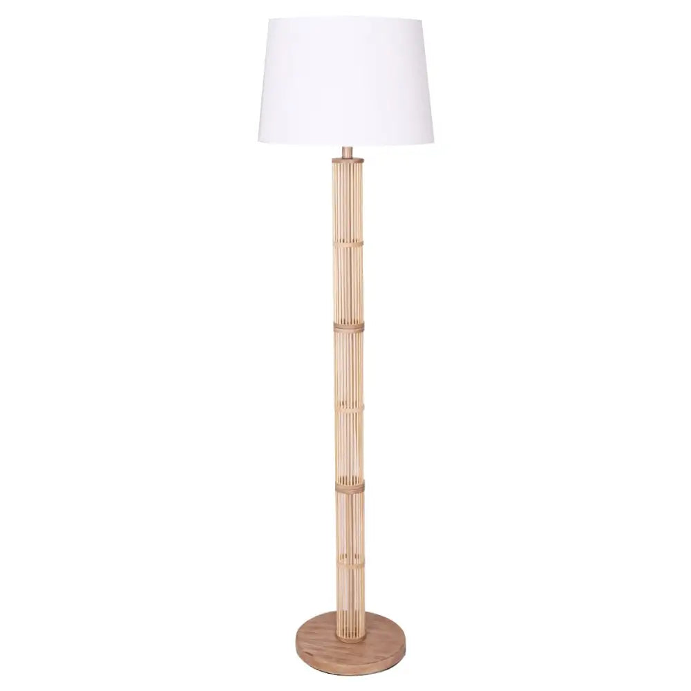 Sarantino Rattan Floor Lamp With Off-White Linen Shade by Sarantino - Home & Garden > Lighting