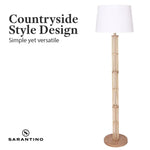 Sarantino Rattan Floor Lamp With Off-White Linen Shade by Sarantino - Home & Garden > Lighting